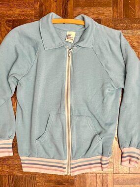 Women’s vintage light blue with striped track...